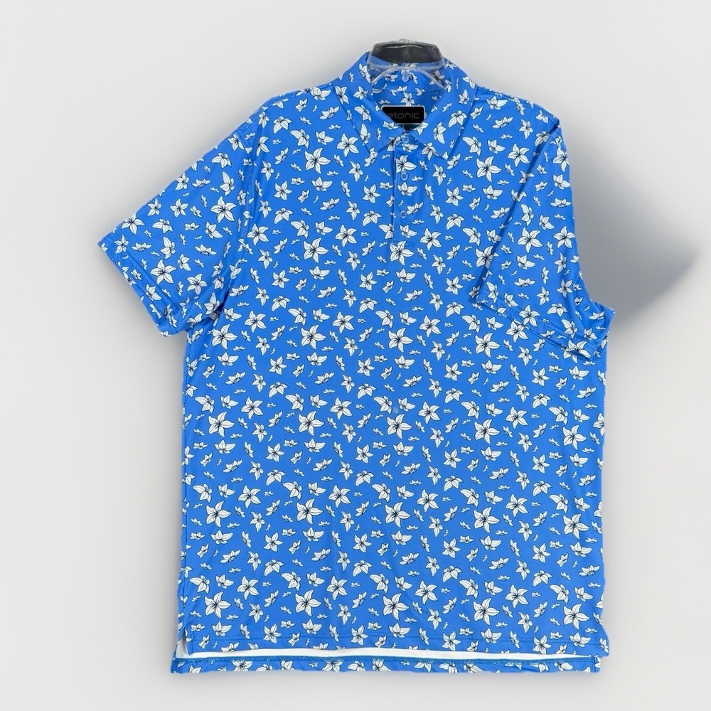 Etonic Golf Polo Mens size XL Floral All Over Print Performance Preppy Dry-fit - Picture 1 of 12